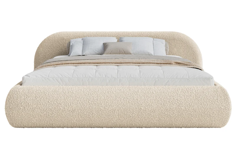 Polstermöbelbett 160x200 cm Shels Low hellbeige Bouclé