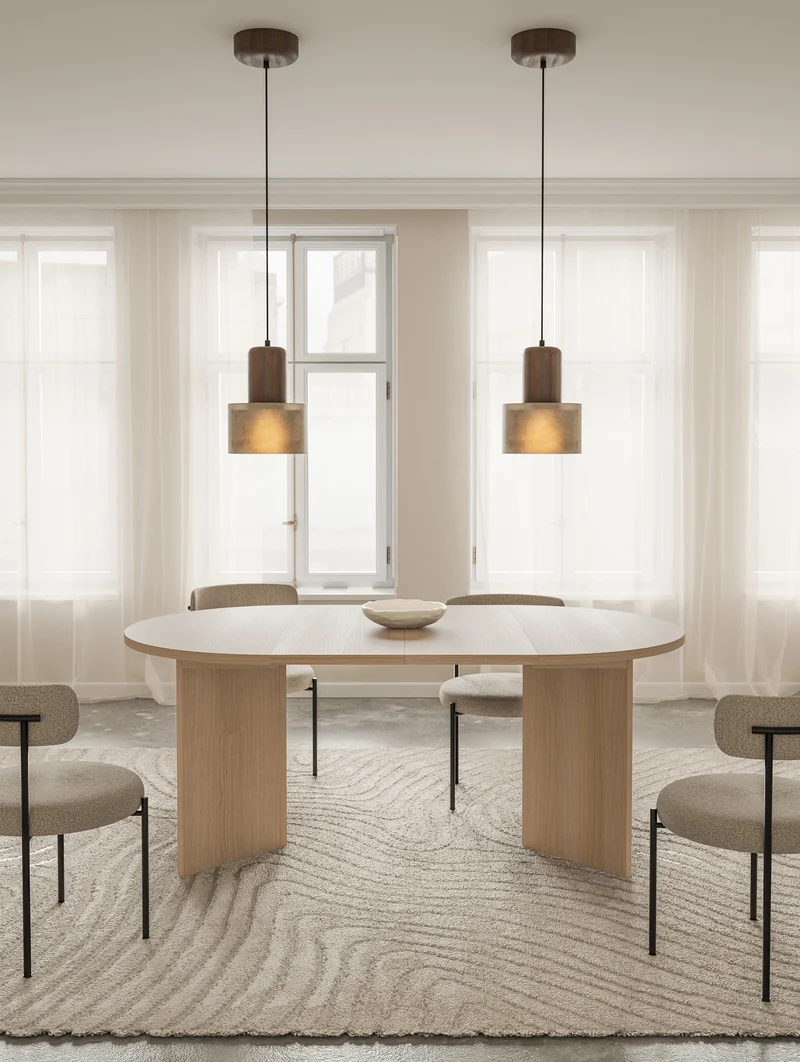 Ausziehbarer Esstisch Ovo rund 110-190x110 cm Lindberg Eiche