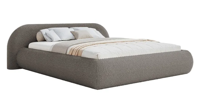 Polsterbett 180x200 cm Shels Low braunes Bouclé