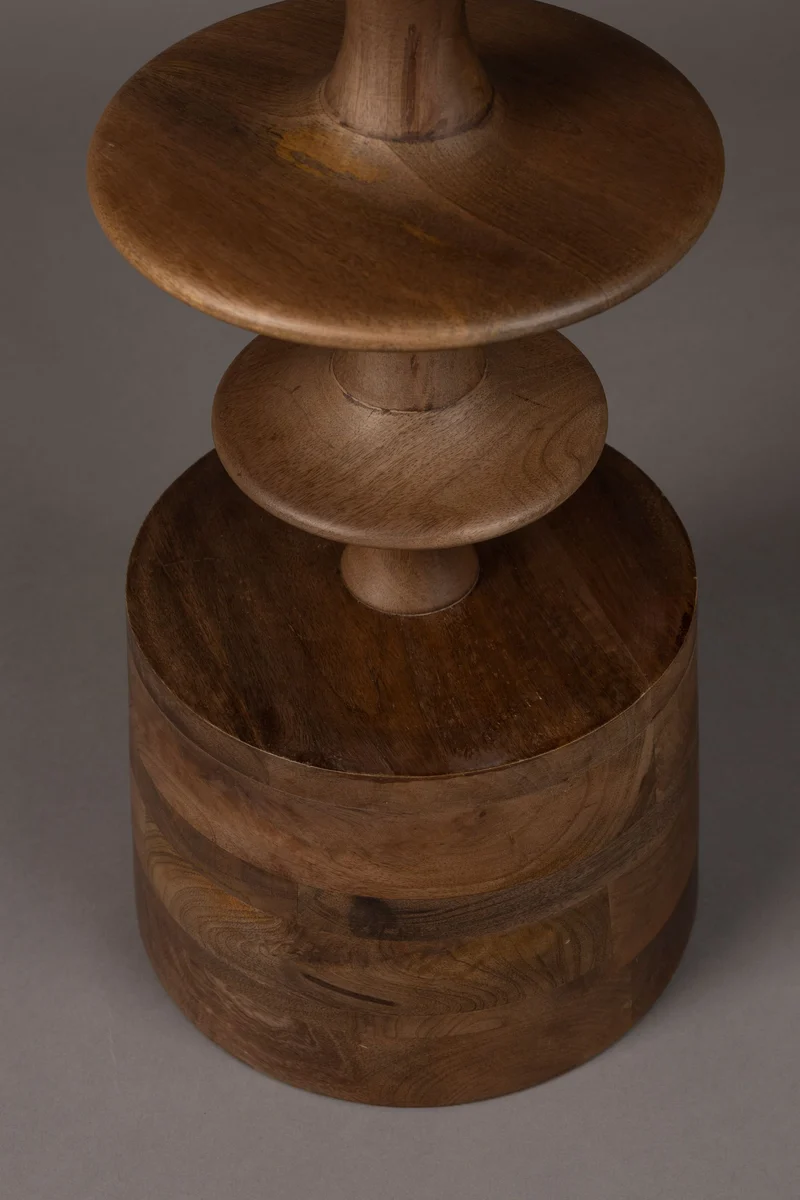 Beistelltisch Cath aus massivem Mangoholz mit Walnuss-Finish, rund