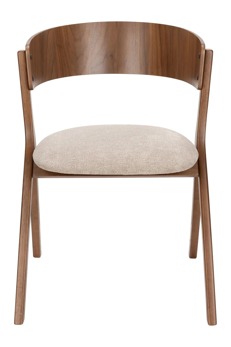 Esszimmerstuhl Bresso im 2er-Set, Beige mit Gummibaumholz-Gestell