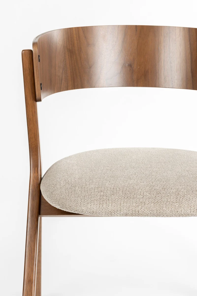 Esszimmerstuhl Bresso im 2er-Set, Beige mit Gummibaumholz-Gestell