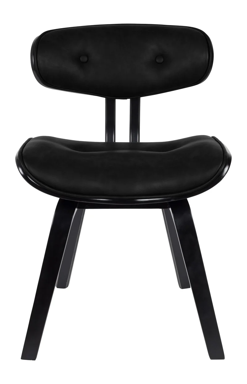 Esszimmerstuhl Blackwood in Schwarz mit PU-Leder-Sitz, Metallgestell