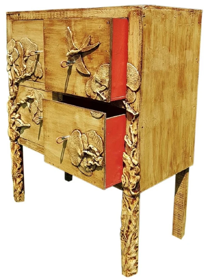 Casa Padrino Luxus Landhausstil Kommode Antik Naturfarben - Handgefertigter Massivholz Schrank mit 4 Schubladen - Landhausstil Möbel