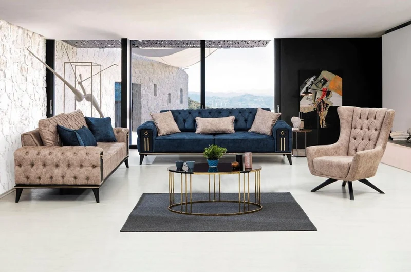 Casa Padrino Luxus Chesterfield Schlafsofa Beige / Schwarz / Gold 220 x 90 x H. 80 cm - Modernes Wohnzimmer Sofa - Chesterfield Wohnzimmer Möbel