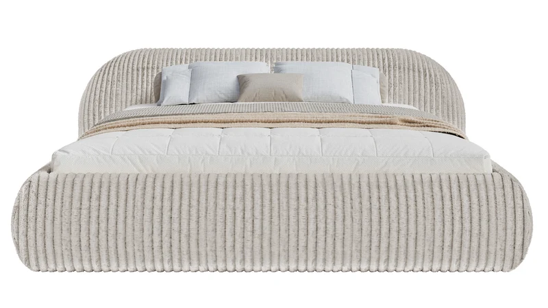 Polsterbett 180x200 cm Shels Low in grau-beige, dicker Cordstoff