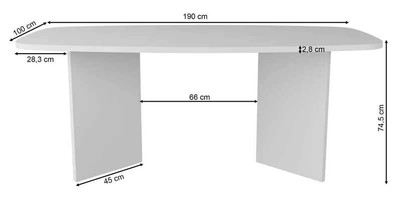 Esstisch Piano 190 cm Esche Prestige Schwarz