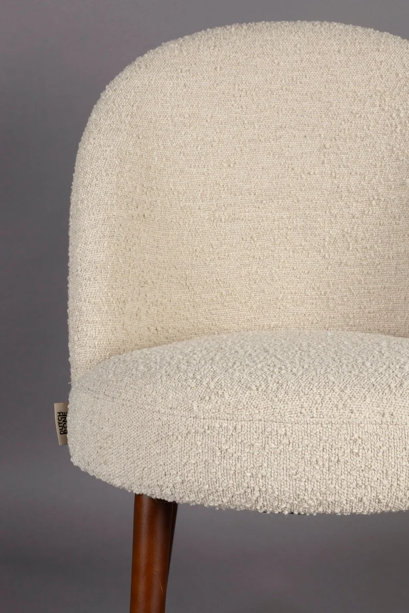 Esszimmerstuhl Barbara im 2er-Set, Beige mit Bouclé-Bezug Dutchbone