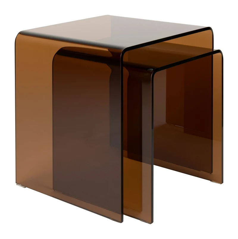 Beistelltisch Vetro 2er-Set aus Glas in Braun von Dutchbone