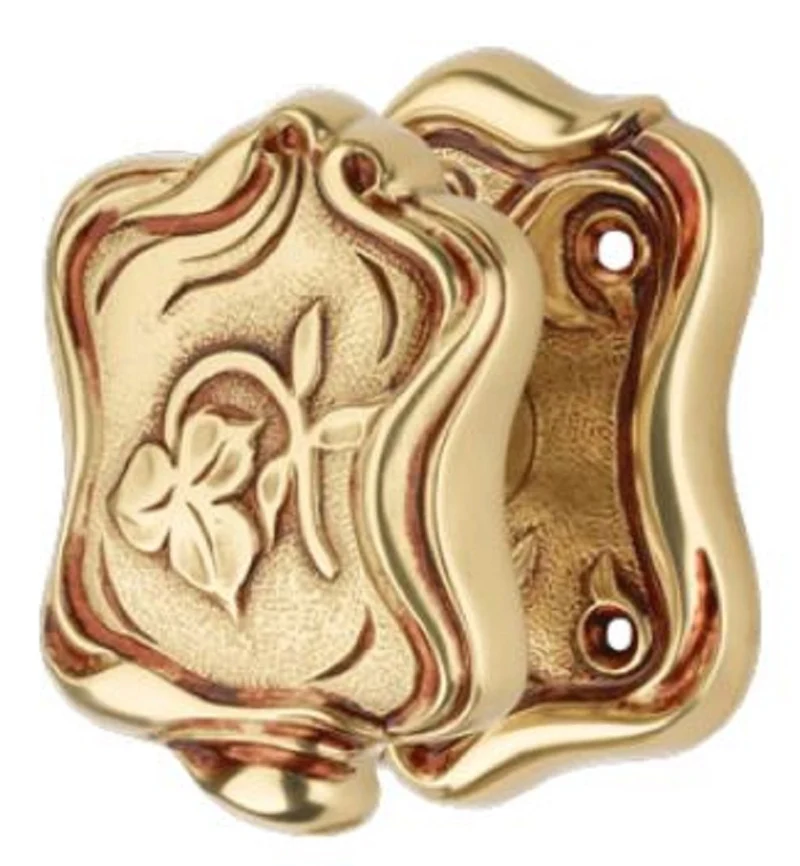 Casa Padrino Jugendstil Türknauf Set Französisches Gold 6,6 x 8,5 cm - Elegante Messing Türgriffe - Barock & Jugendstil Deko Accessoires