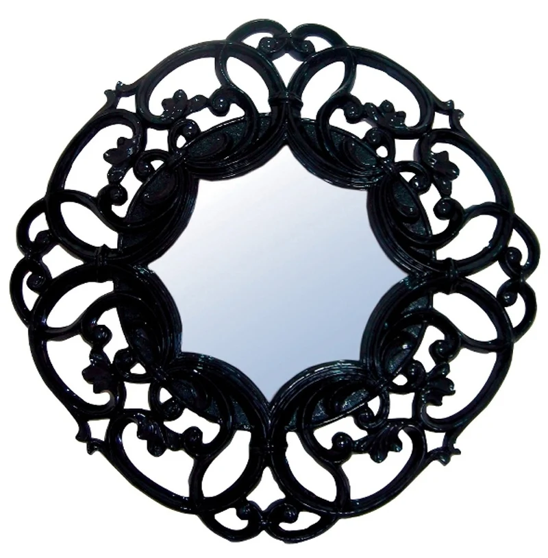 Casa Padrino Wandspiegel Art Deco in Schwarz, runder Spiegel mit Ø 100 cm aus Polyresin