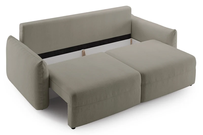 Dreisitziges ausklappbares Sofa Theolla mit Stauraum, beige Chenille