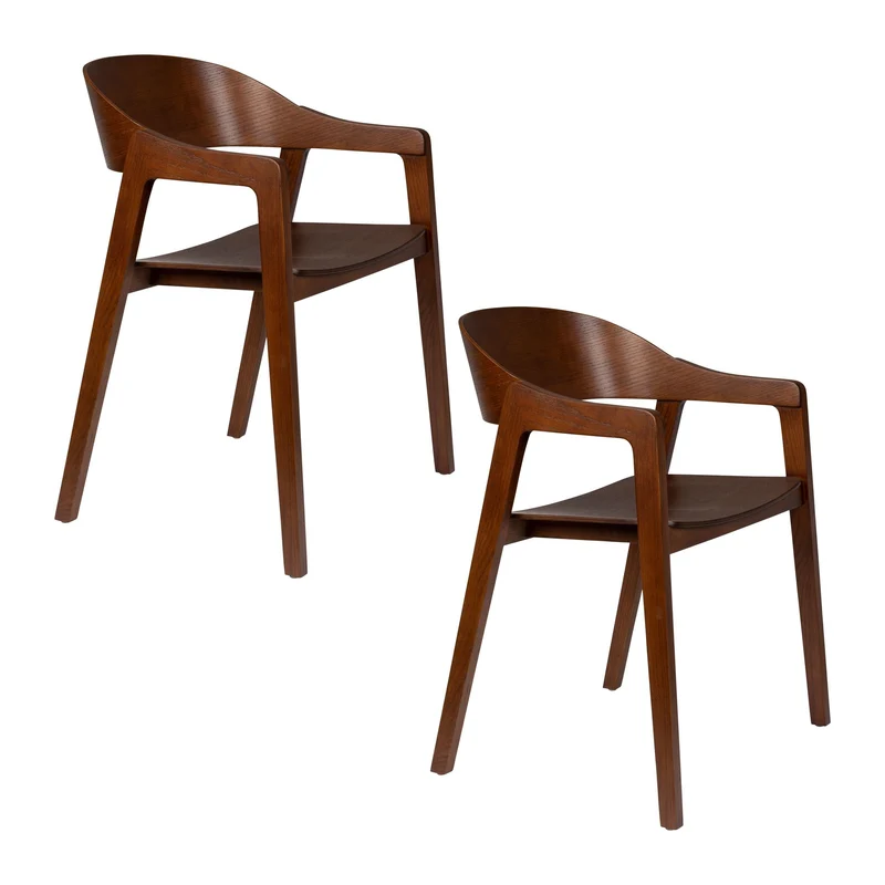 Esszimmerstuhl Westlake 2er-Set, Walnuss aus Eichenholz von Dutchbone