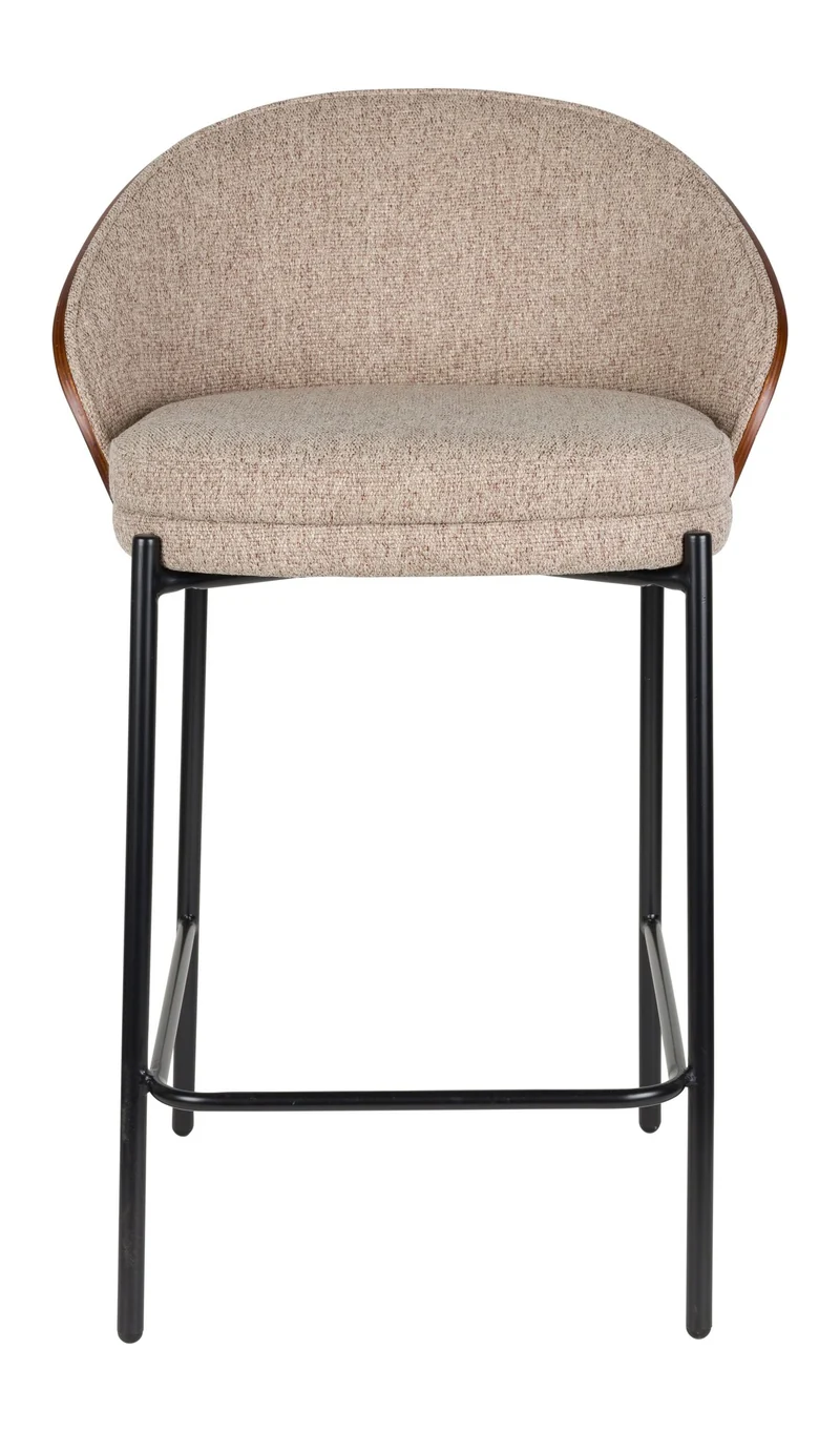 Barhocker Rodin 2er-Set, Beige mit Walnuss-Rückenlehne von Dutchbone