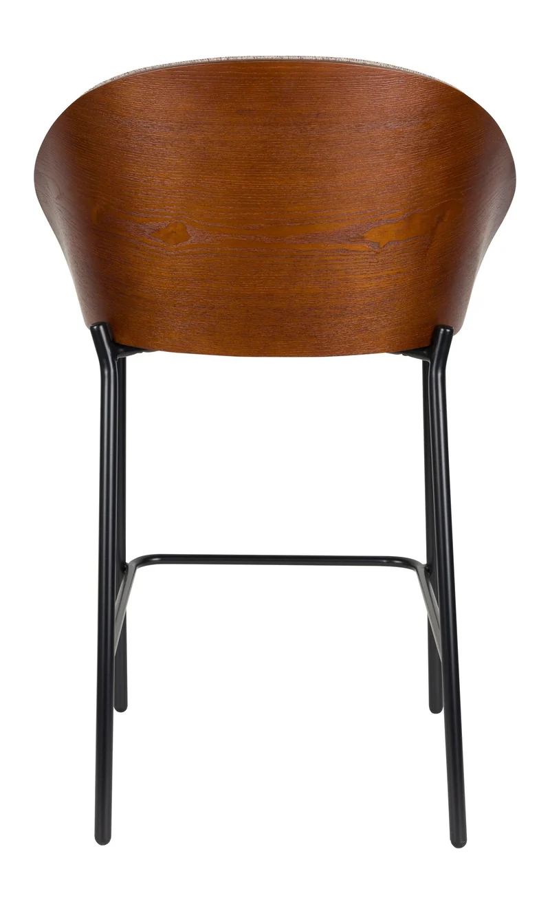 Barhocker Rodin 2er-Set, Beige mit Walnuss-Rückenlehne von Dutchbone