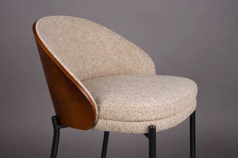 Barhocker Rodin 2er-Set, Beige mit Walnuss-Rückenlehne von Dutchbone