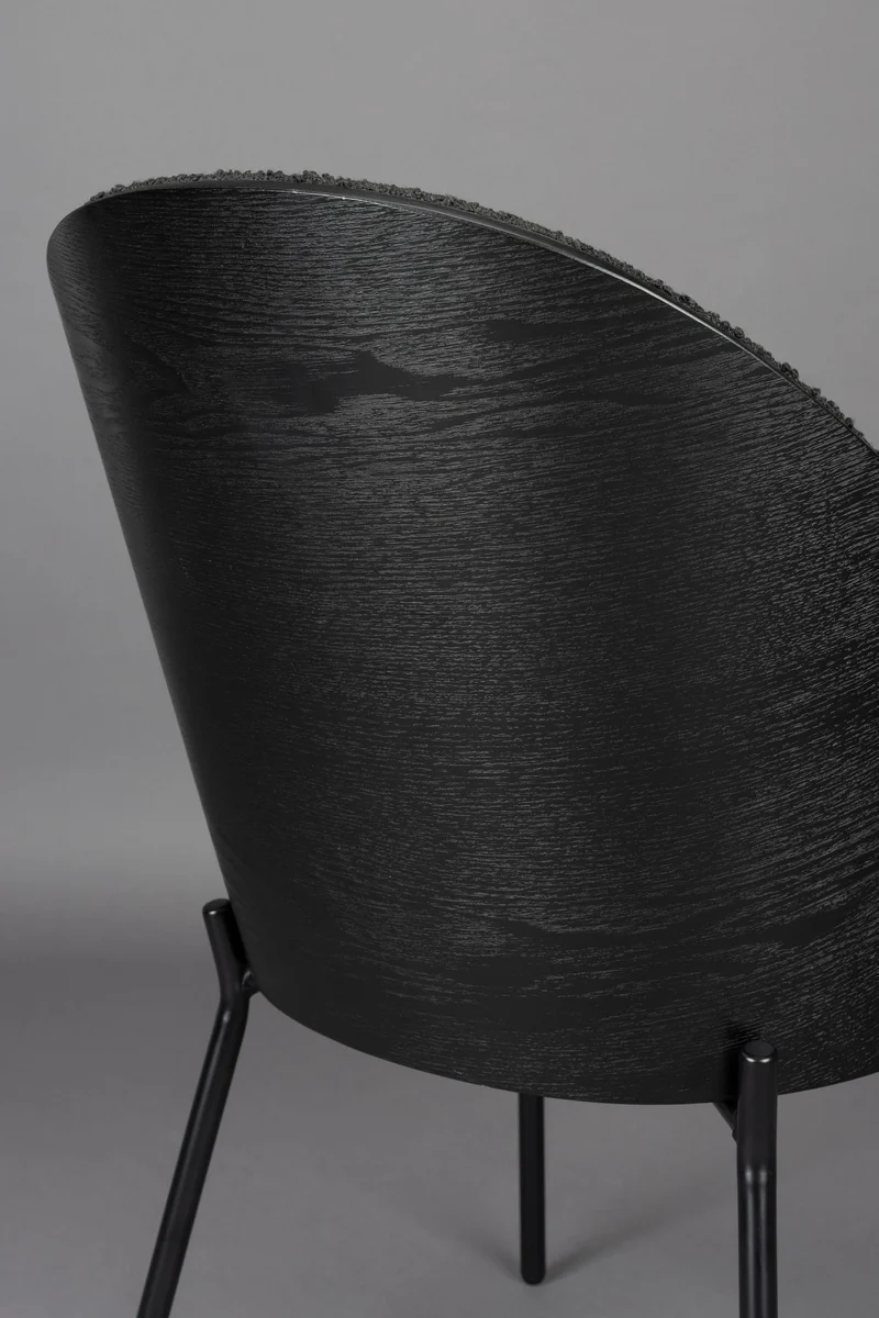 Esszimmerstuhl Rodin im 2er-Set mit Bouclé in Schwarz von Dutchbone