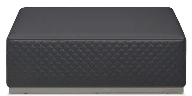 Casa Padrino Luxus Leder Hocker / Fußhocker Grau 89 x 89 x H. 30 cm - Wohnzimmer Möbel - Echtleder Möbel