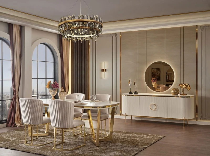 Casa Padrino Luxus Esszimmerstuhl 4er Set Grau / Gold 66 x 52 x H. 90 cm - Luxus Esszimmer & Restaurant Möbel