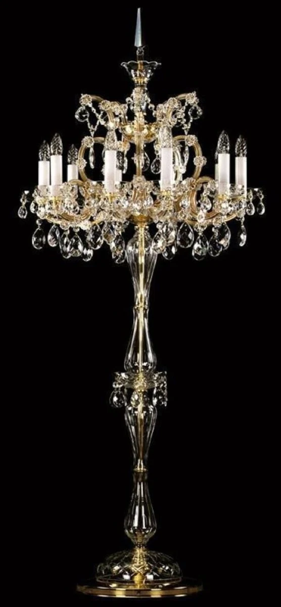 Casa Padrino Luxus Barock Kristall Stehleuchte Gold Ø 68 x H. 168 cm - Prunkvolle Stehlampe mit Böhmischem Kristallglas - Barock Kristall Leuchten - Luxus Qualität