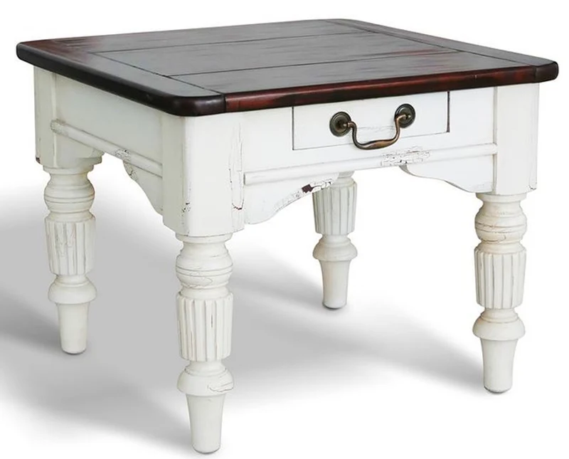 Casa Padrino Landhausstil Couchtisch 60 x 60 x H. 45 cm - Verschiedene Farben - Massivholz Wohnzimmertisch mit Schublade - Wohnzimmer Möbel