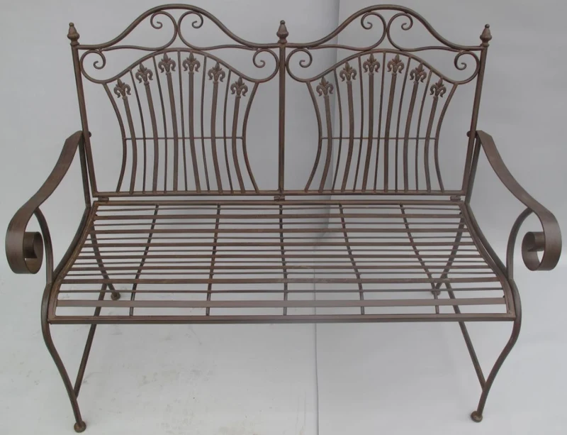 Casa Padrino Jugendstil Gartenbank Rustikal Braun 120 x 58 x H. 97 cm - Nostalgische Sitzbank - Garten & Terrassen Möbel