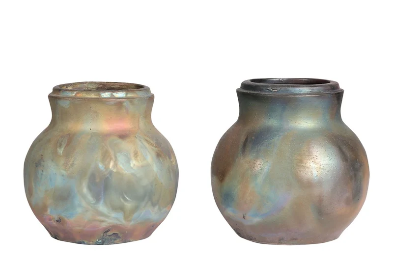 Casa Padrino Luxus Vase Kupferfarben Ø 16 x H. 14,5 cm - Steingut Vase Raku mit matter Kupferoberfläche - Luxus Deko Accessoires