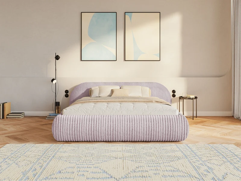 Polsterbett 180x200 cm Shels Low rosa dicker Cordstoff