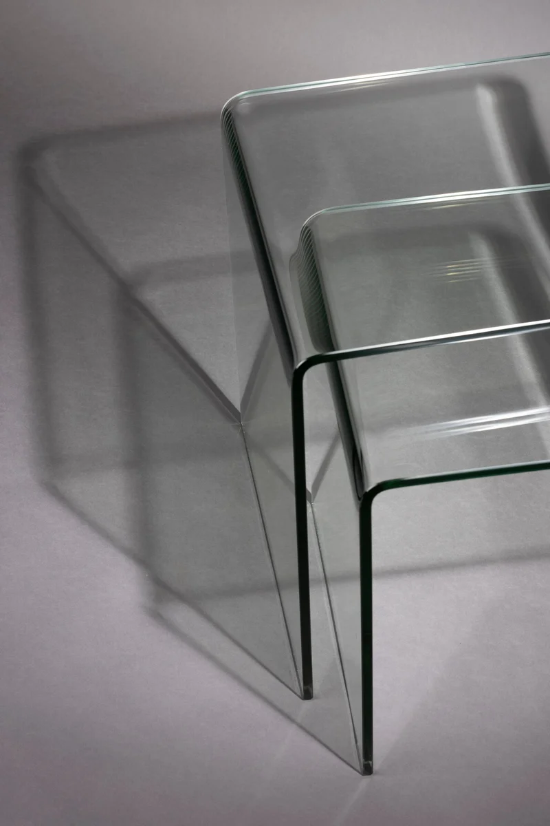 Beistelltisch Vetro 2er-Set aus Glas, Transparent von Dutchbone
