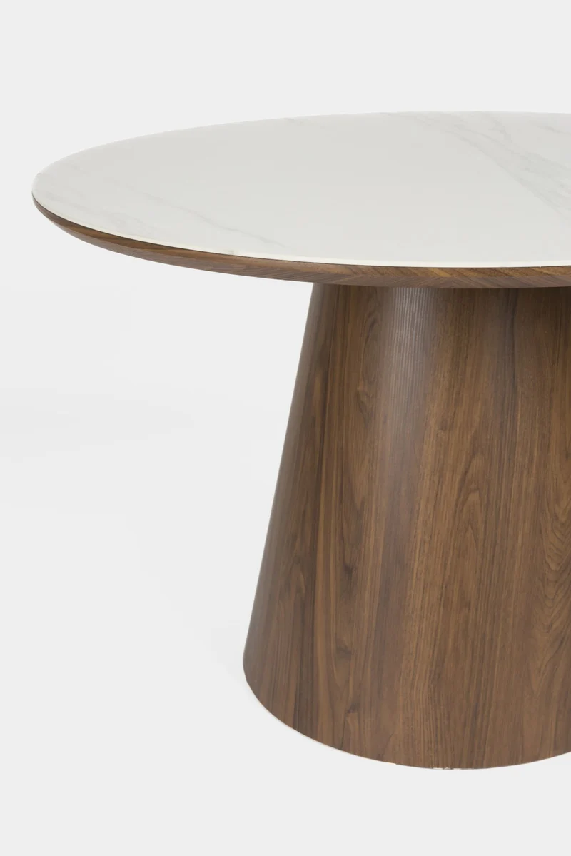 Esstisch Tisch ALMIRA rund Ø 115 cm Walnussfurnier Platte Marmoroptik