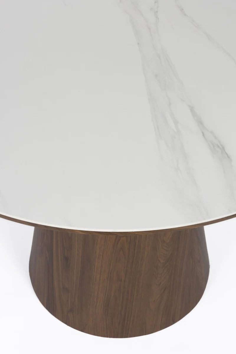 Esstisch Tisch ALMIRA rund Ø 115 cm Walnussfurnier Platte Marmoroptik