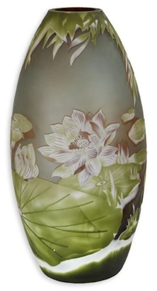 Casa Padrino Luxus Deko Glas Vase Blumen Mehrfarbig Ø 20,8 x H. 41 cm - Runde Cameoglas Blumenvase - Luxus Deko Accessoires