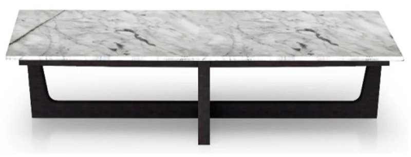 Casa Padrino Luxus Couchtisch Weiß / Schwarz 150 x 85 x H. 39 cm - Rechteckiger Wohnzimmertisch mit hochwertiger italienischer Calacatta Marmor Tischplatte - Luxus Wohnzimmer Möbel