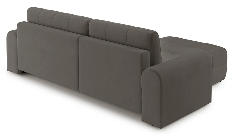 Ecksofa mit Schlaffunktion Simolla, L-förmig, linksseitig, mit Stauraum, grau-braunes Chenille