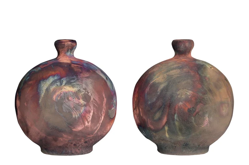 Casa Padrino Luxus Vase Kupferfarben 21 x 13 x H. 24 cm - Raku Vase aus Steingut mit matter Kupferglasur - Luxus Deko Accessoires
