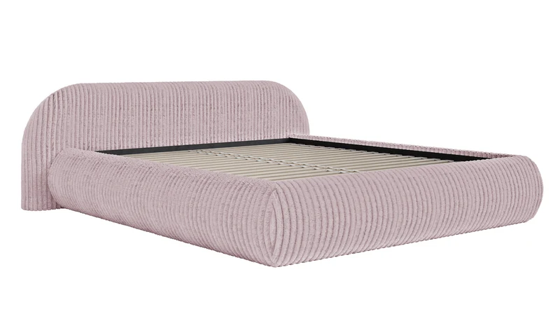 Gepolstertes Bett 160x200 cm Shels Low rosa dicker Cordstoff