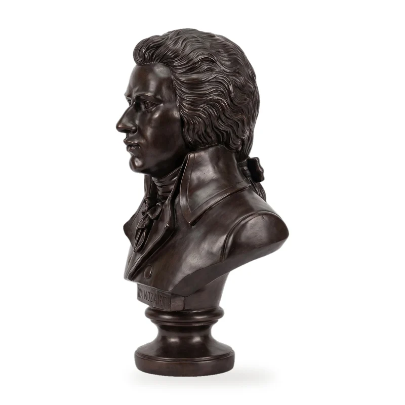 Casa Padrino Barock Mozart Büste Schwarz 50 x 25 x H. 65 cm - Dekofigur im Barockstil
