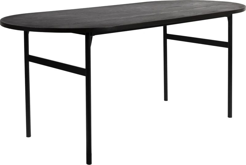 Esstisch MARCIO BLACK furniert 180 x 80 cm mit abgerundeter Platte