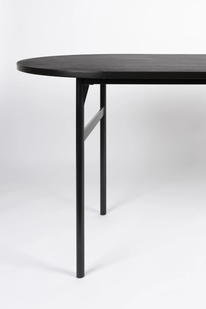 Esstisch MARCIO BLACK furniert 180 x 80 cm mit abgerundeter Platte