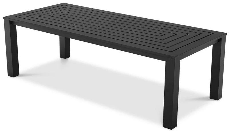 Casa Padrino Luxus Esstisch Schwarz 240 x 105 x H. 74,5 cm - Wetterbeständiger Aluminium Tisch - Garten Tisch - Terrassen Tisch - Garten Möbel - Terrassen Möbel - Luxus Qualität