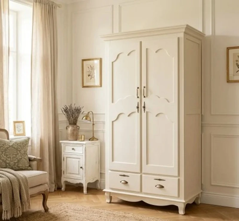 Casa Padrino Kleiderschrank im Landhausstil mit 2 Türen und 2 Schubladen, 106 x 66 x 205 cm