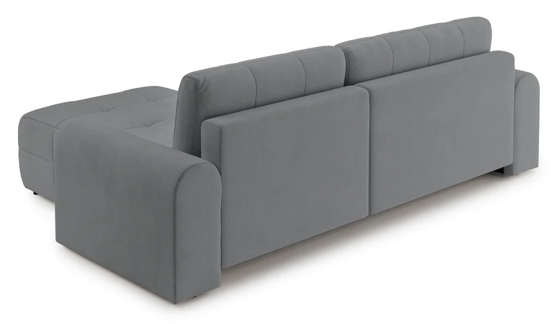 Ecksofa mit Schlaffunktion Simolla, L-förmig, rechtsseitig mit Stauraum, grauer Chenille-Bezug