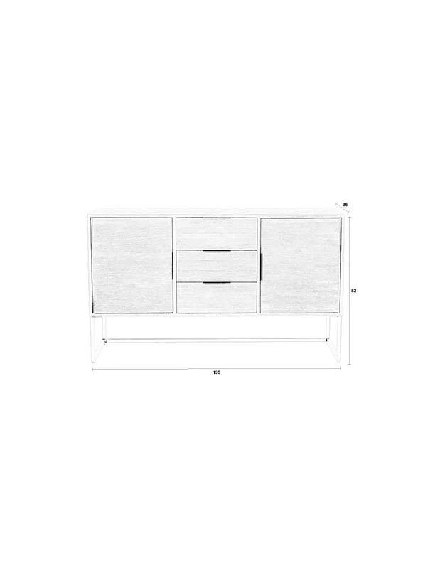 Sideboard Webster High aus recyceltem Teakholz mit Schiebetüren, Braun