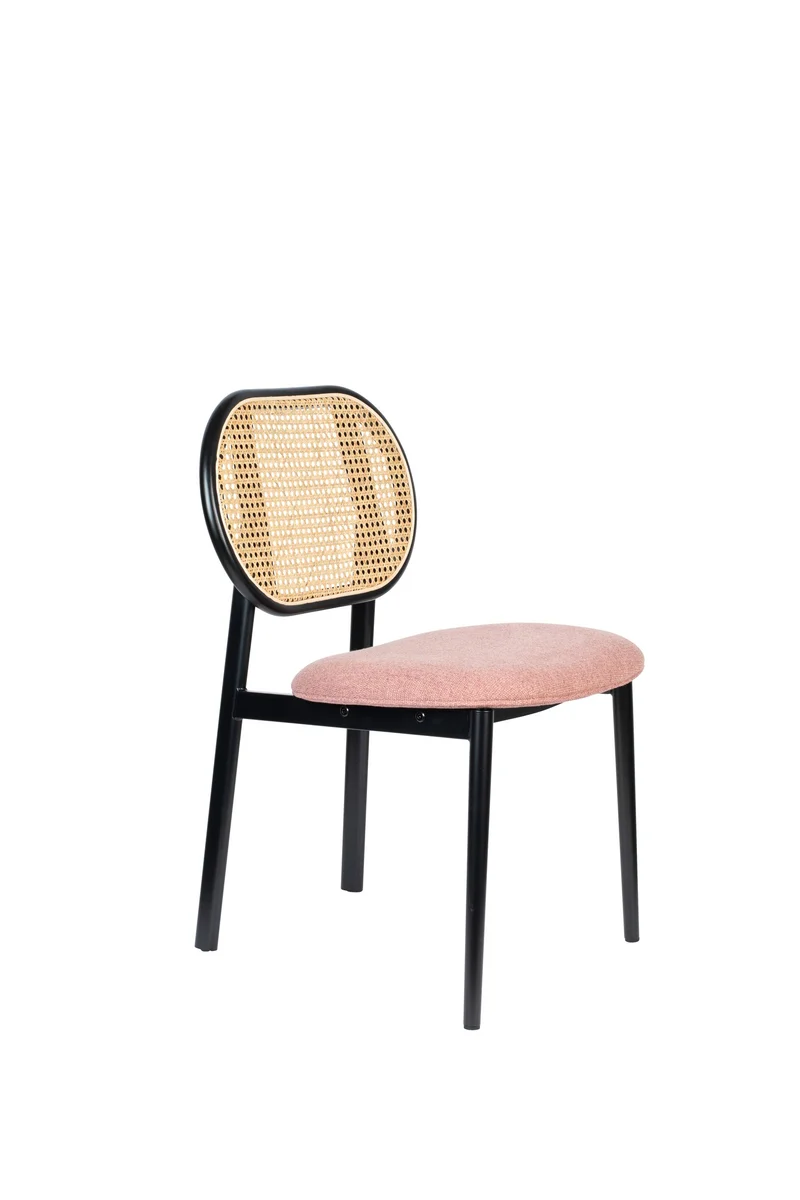 Esszimmerstuhl Spike Natural/Pink aus Rattan mit Stahlgestell Zuiver