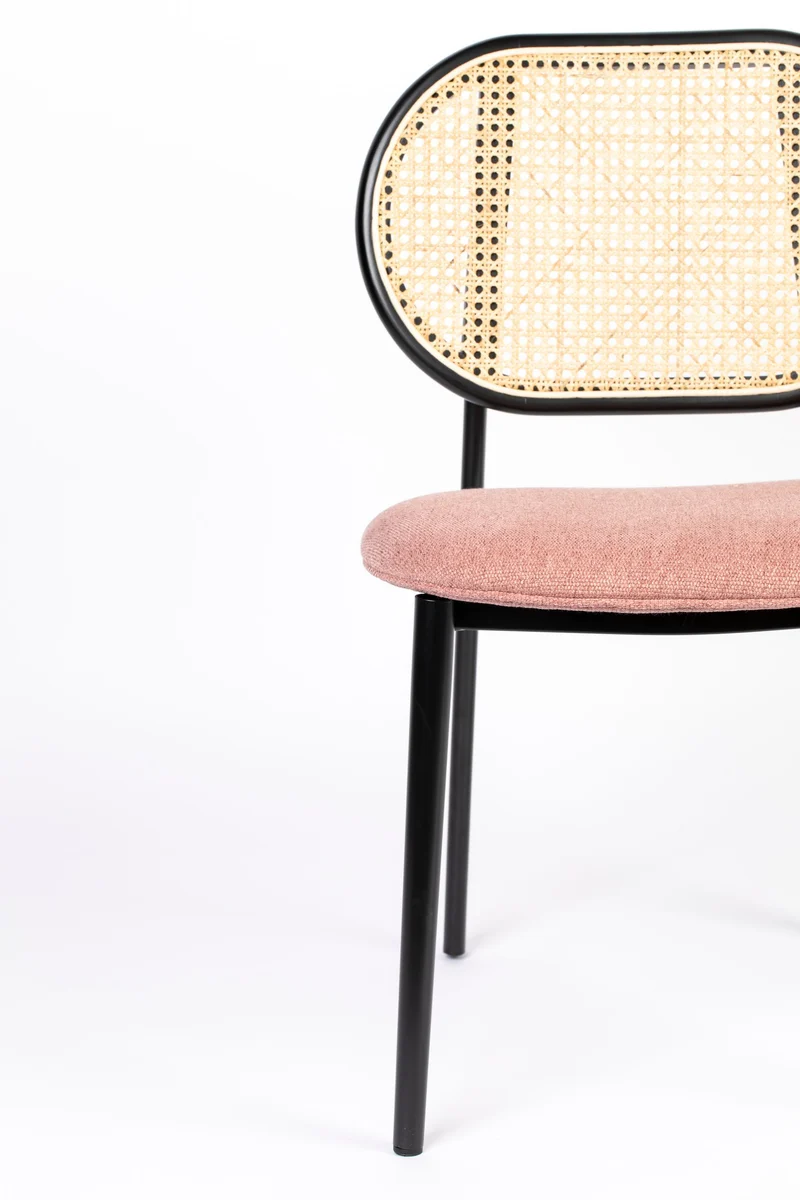 Esszimmerstuhl Spike Natural/Pink aus Rattan mit Stahlgestell Zuiver