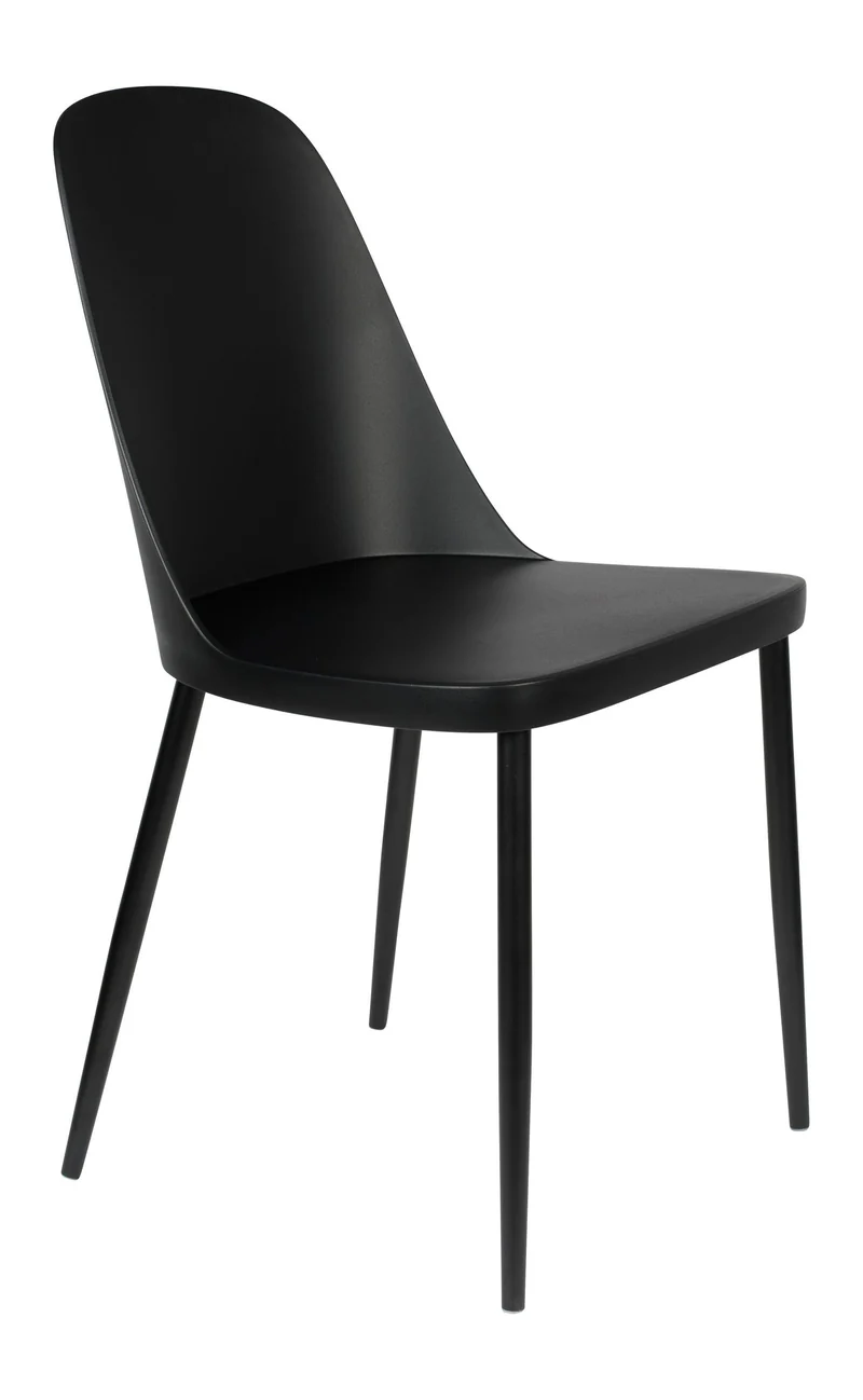 Esszimmerstuhl Pip im 2er-Set, Schwarz mit Metallbeinen für Wohnzimmer