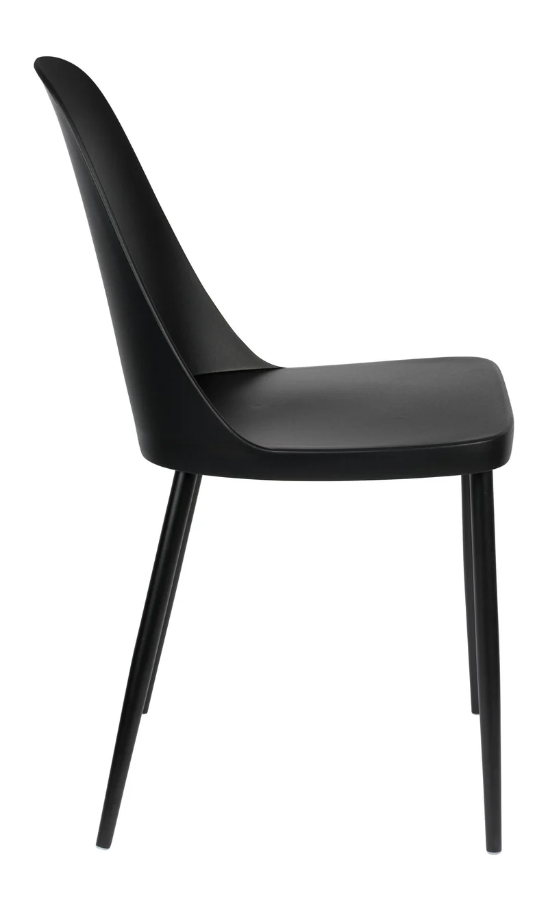 Esszimmerstuhl Pip im 2er-Set, Schwarz mit Metallbeinen für Wohnzimmer
