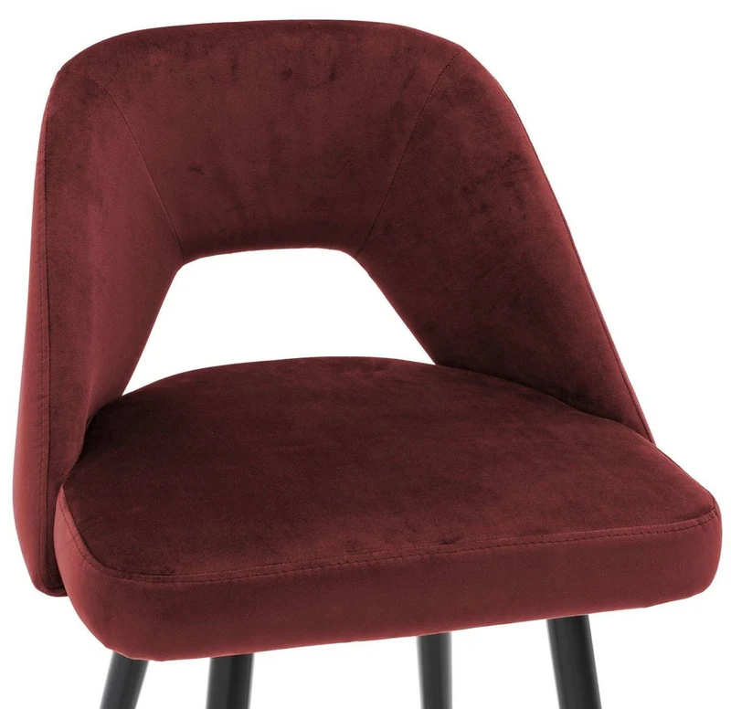 Casa Padrino Luxus Barstuhl Bordeauxrot / Schwarz / Messing 50 x 50 x H. 90 cm - Barhocker mit Rückenlehne