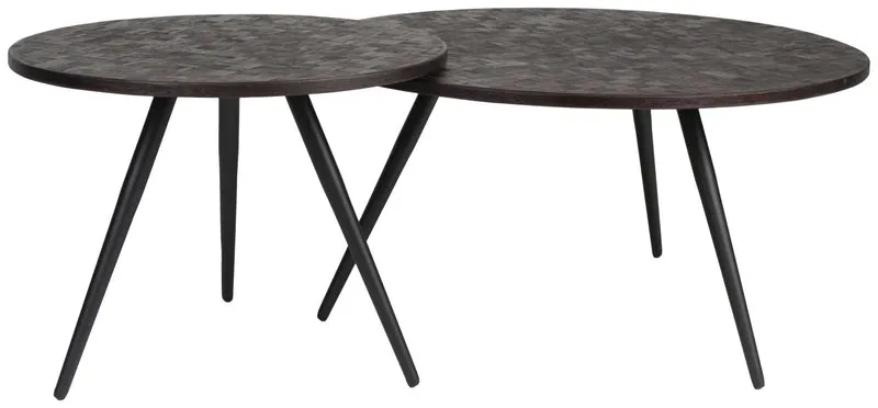 Couchtisch WEBSTER 2-er Set aus recyceltem Teakholzfurnier