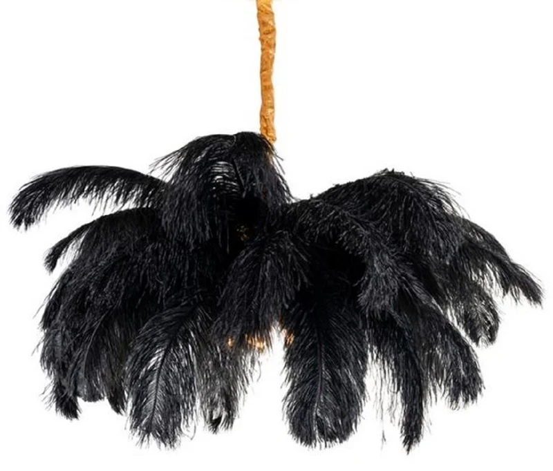 Casa Padrino Luxus Hängeleuchte Palme Schwarz / Gold 100 x 100 x H. 40 cm - Moderne Hängelampe im Palmen Design - Luxus Leuchten - Luxus Qualität